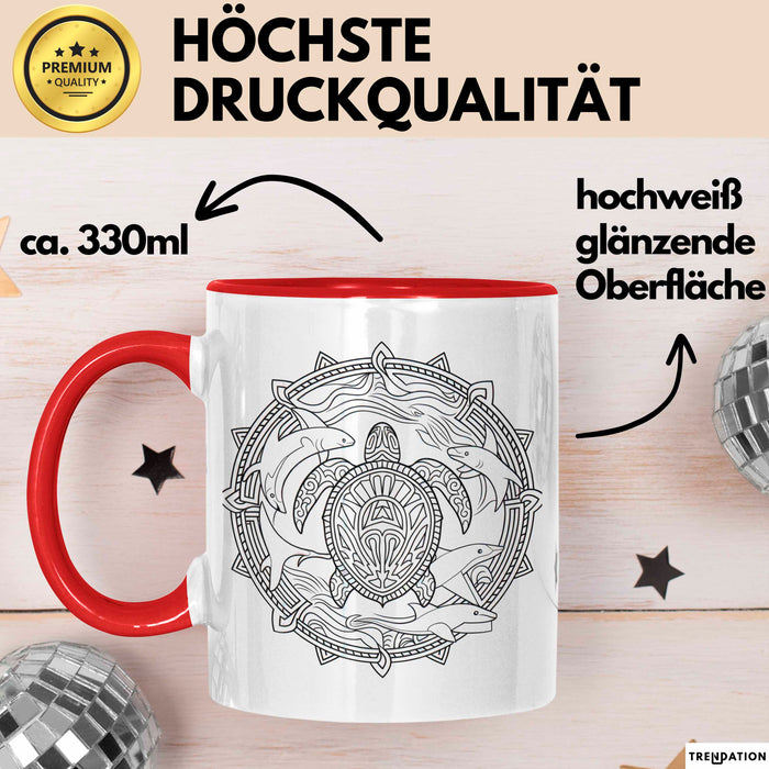 Schildkröte Tierliebhaber Tasse Geschenk Lustige Geschenkidee Spruch Schildkröte Orca Delfin Rot Trendation