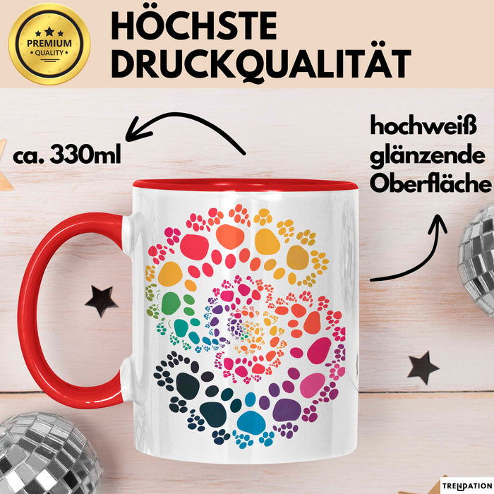 Hund Tierliebhaber Tasse Geschenk Lustige Geschenkidee Spruch Rot Trendation