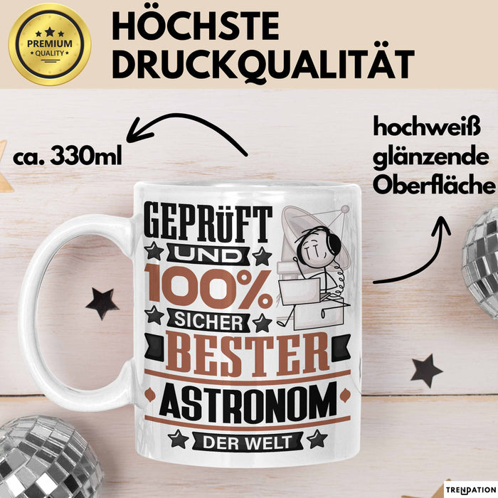 Astronom Geschenk Lustiger Spruch für Astronom Geschenkidee Bester Astronom Der Welt Weiß Trendation