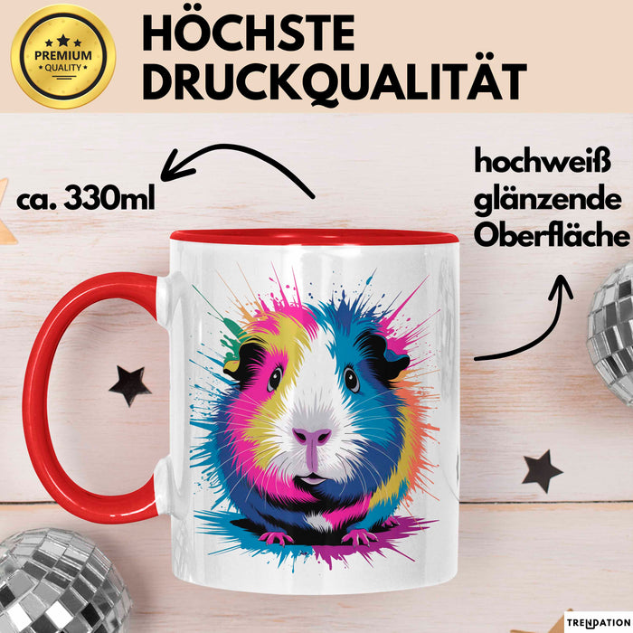 Buntes Meerschweinchen Tierliebhaber Tasse Geschenk Lustige Geschenkidee Spruch Rot Trendation