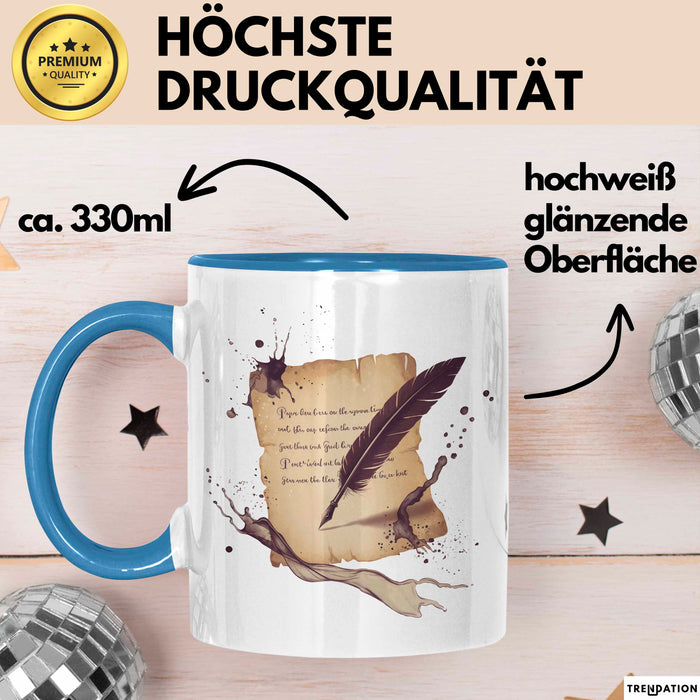 Dichter Tasse Geschenk Lustige Geschenkidee Spruch Für Wort Künstler Blau Trendation