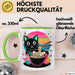 Katzen Tierliebhaber Tasse Geschenk Lustige Geschenkidee Spruch Katze Isst Ramen Nudeln Grün Trendation