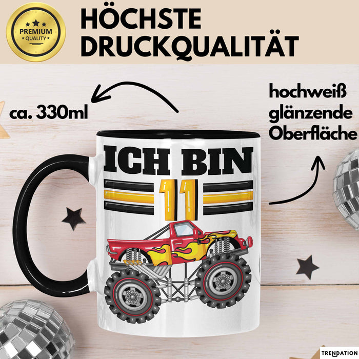 11. Geburtstag Geschenk Tasse Becher Jungs Trucks Geburtstagsgeschenk Ich Bin 11 Schwarz Trendation