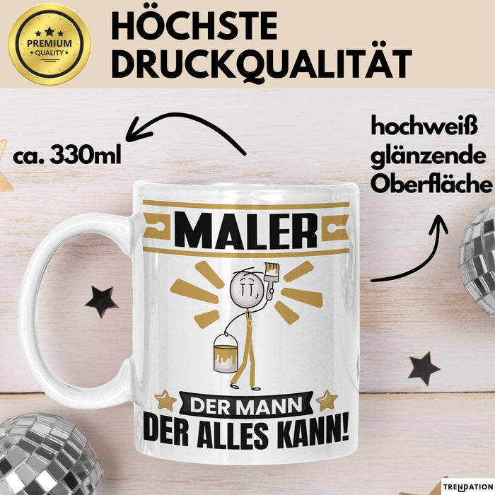 Maler Tasse Geschenk für Maler Der Mann Der Alles Kann Geschenkidee zum Geburtstag Weiß Trendation