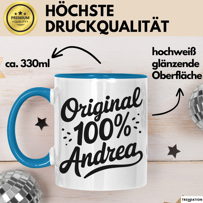 Andrea Tasse Geschenk Original 100% Andrea Geschenkidee Geburtstag Blau Trendation