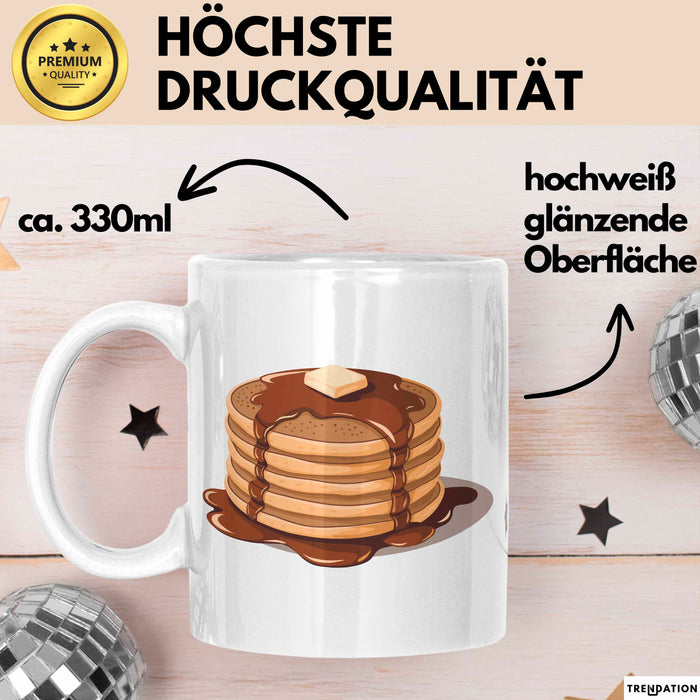 Pfannkuchen Süchtiger Tasse Geschenkidee für Morgen Stapel Weiß Trendation