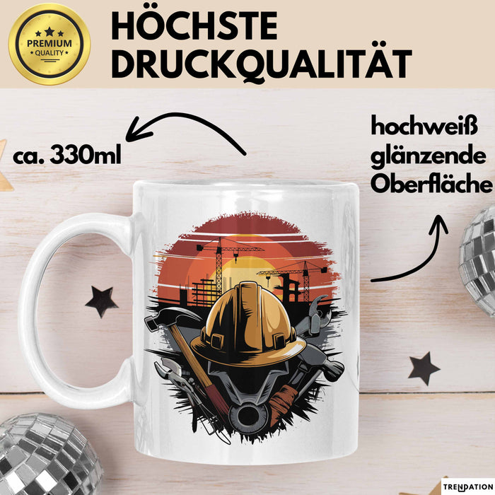 Bauarbeiter Tasse Geschenkidee für Bauarbeiter Weiß Trendation