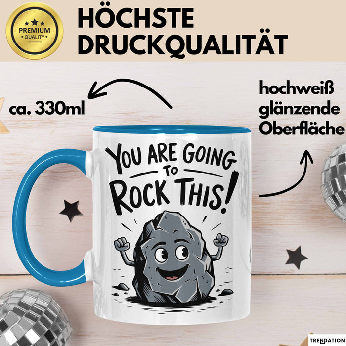Motivierend Inspirierend Tasse Geschenk Lustige Geschenkidee Spruch Du Wirst Das Rocken Blau Trendation