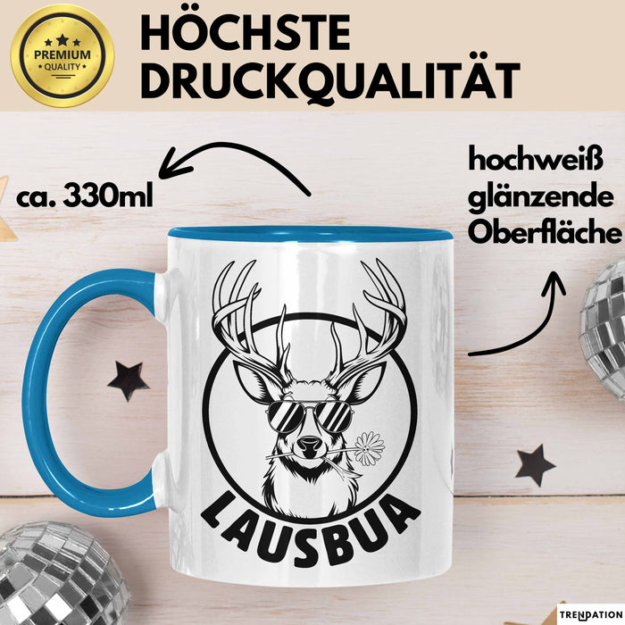 Lausbua Tasse Geschenk Oktober München Geschenkidee Hirsch Becher Blau Trendation