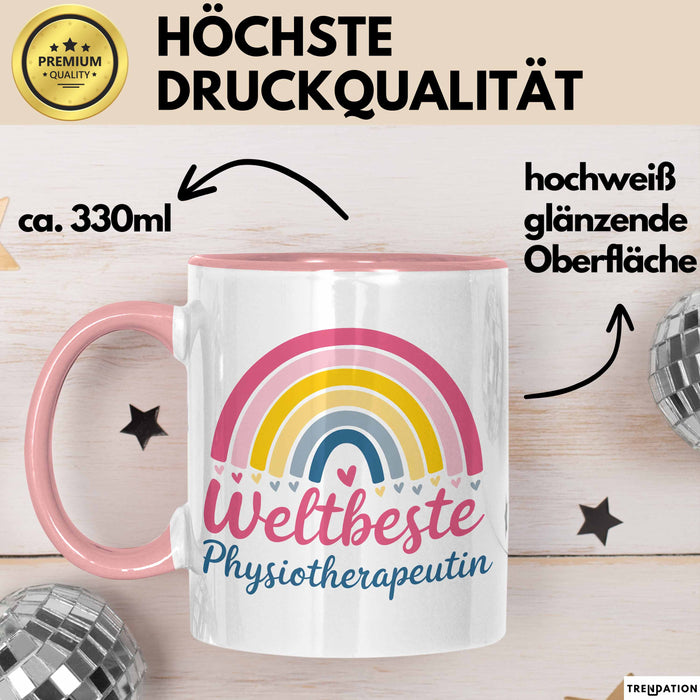 Physiotherapeut Physiotherapie Tasse Geschenk Lustige Geschenkidee Spruch Weltbeste Physiotherapeutin Rosa Trendation