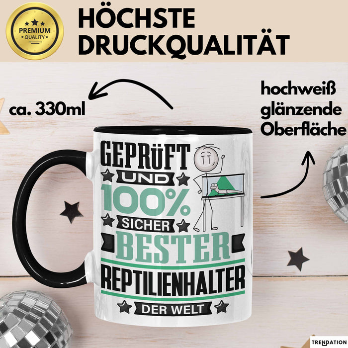 Reptilienhalter Geschenk Lustiger Spruch für Reptilienhalter Geschenkidee Bester Reptilienhalter Der Welt Schwarz Trendation
