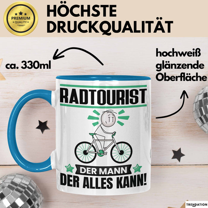Radtourist Tasse Geschenk für Radtourist Der Mann Der Alles Kann Geschenkidee zum Geburtstag Blau Trendation