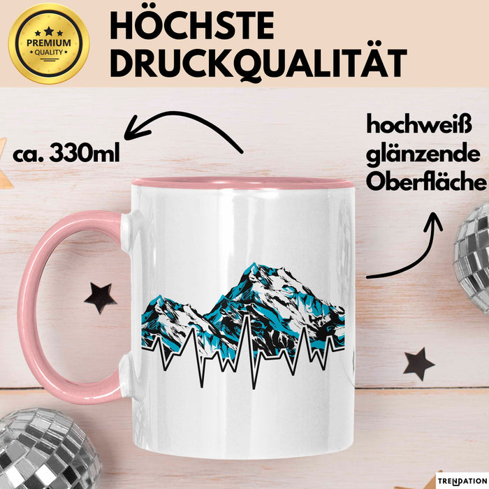 Ski Tasse Geschenk Grafik Skiberge Berge Becher Rosa Trendation