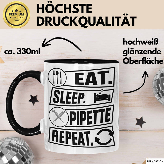 Biologe Labor Tasse Eat Sleep Pipette - Biologie Geschenkidee Biologe Trendation