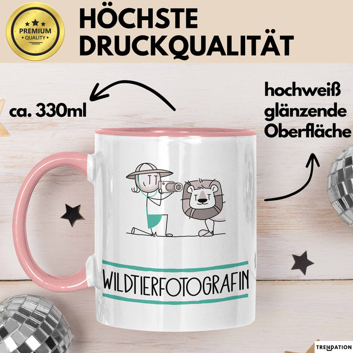 Geschenk für Wildtierfotografin Tasse Lustige Geschenkidee Geburtstag Ich Bin Wildtierfotografin Ich Darf Das Rosa Trendation