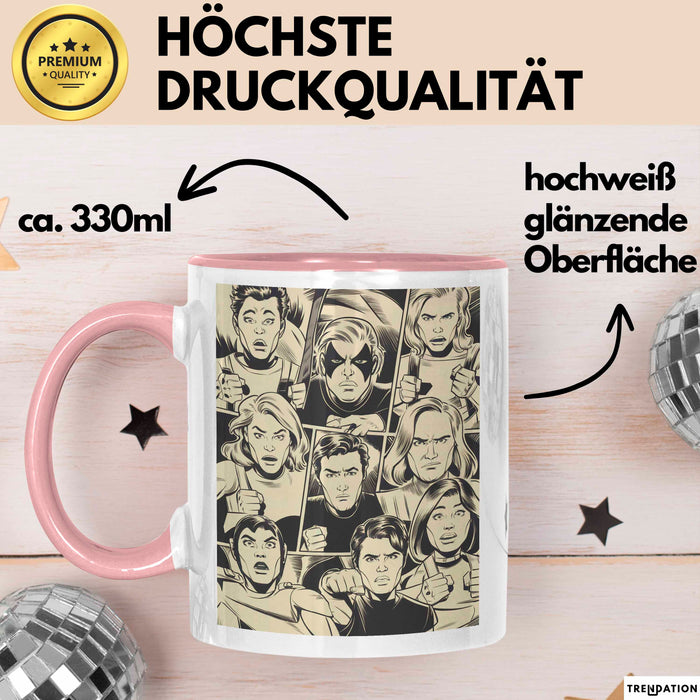 Comic Künstler Tasse Geschenk Lustige Geschenkidee Spruch Für Panel Geschichtenerzähler Rosa Trendation