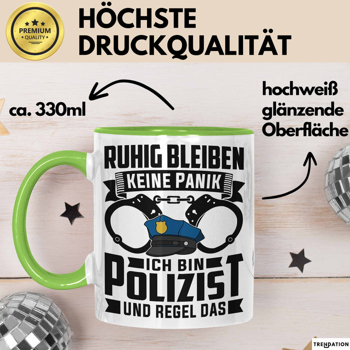 Polizist Tasse Geschenk Ruhig Bleiben Ich Bin Polizist Und Regel Das Geschenkidee Polizei Grün Trendation