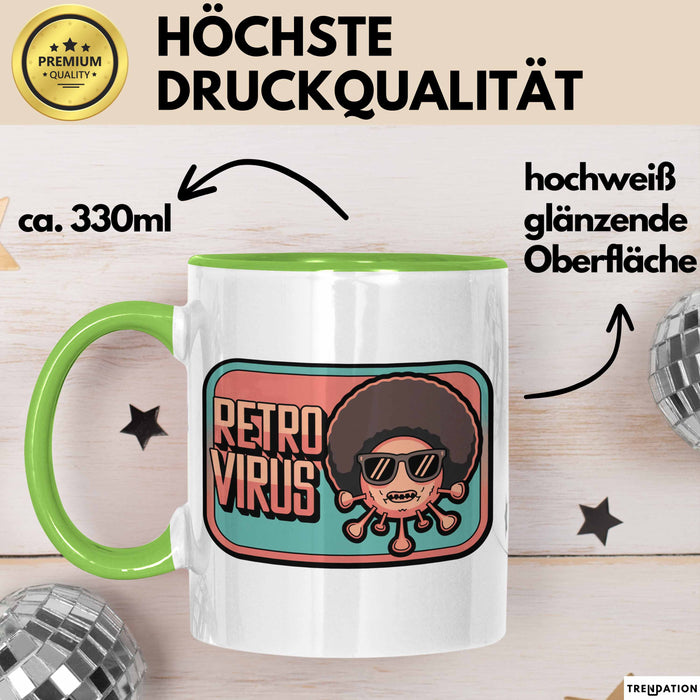 Computerprogrammierer Softwareingenieur Tasse Geschenk Lustige Geschenkidee Spruch Retro Virus Grün Trendation