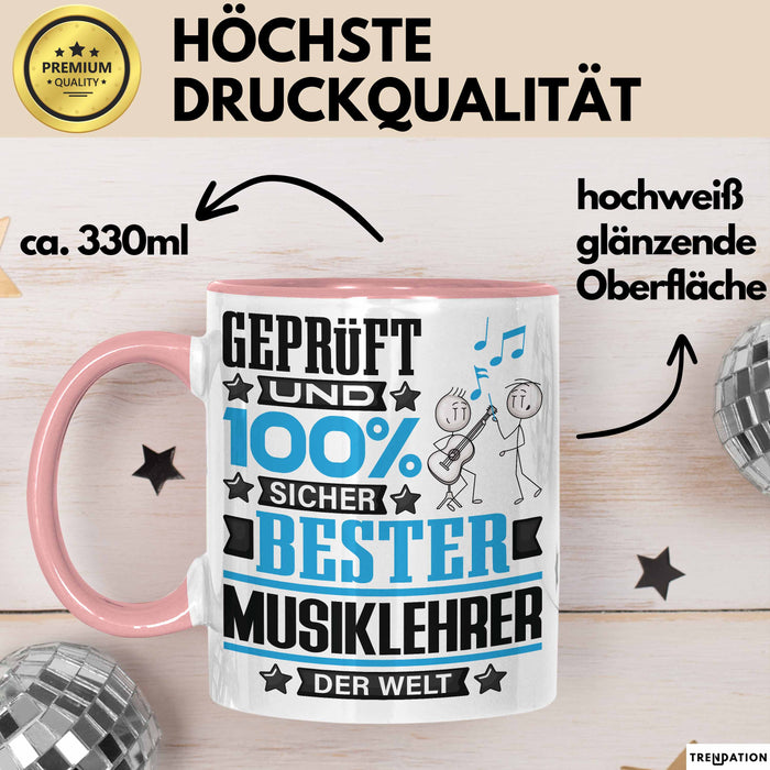 Musiklehrer Geschenk Lustiger Spruch für Musiklehrer Geschenkidee Bester Musiklehrer Der Welt Rosa Trendation