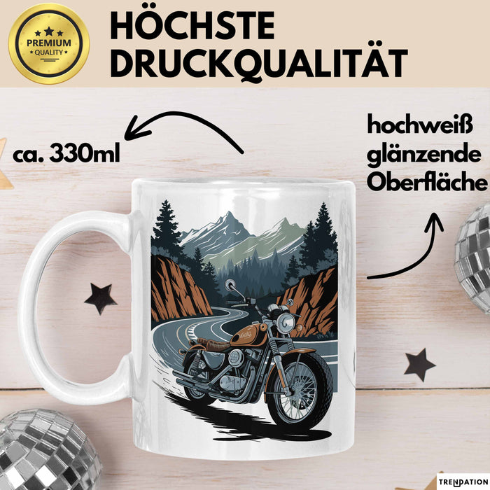 Motorradfahrer Tasse Geschenkidee für Biker Lustiger Spruch Weiß Trendation