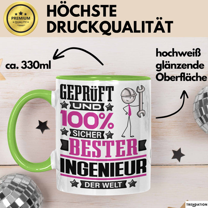 Ingenieur Geschenk Lustiger Spruch für Ingenieur Geschenkidee Bester Ingenieur Der Welt Grün Trendation