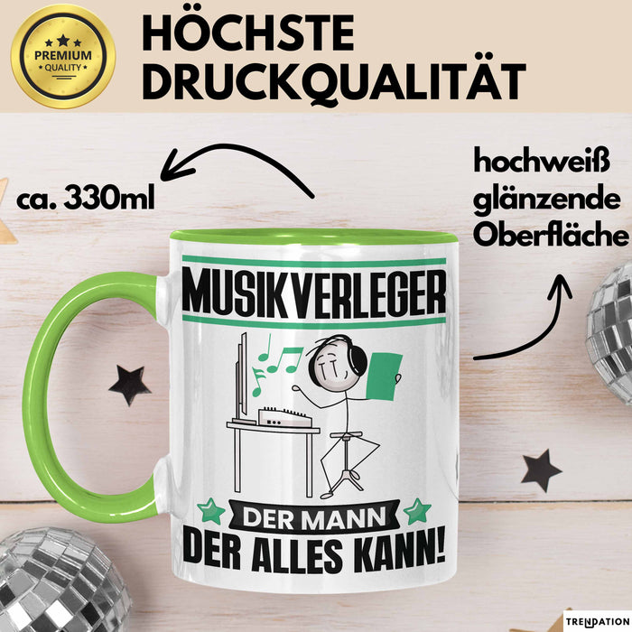 Musikverleger Tasse Geschenk für Musikverleger Der Mann Der Alles Kann Geschenkidee zum Geburtstag Grün Trendation