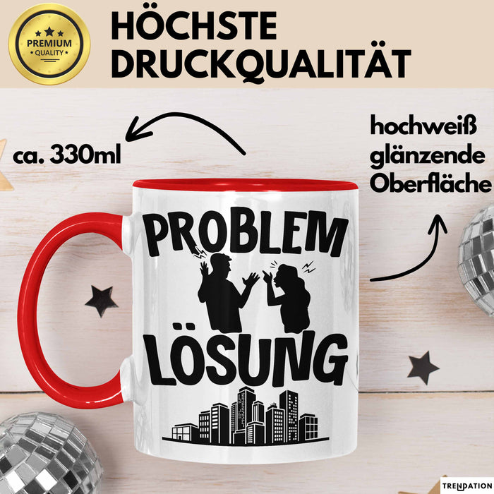 Immobilienmakler Tasse Geschenk für Immo Verkäufer Männer Geschenkidee Problem und Lösung Immobilien Rot Trendation