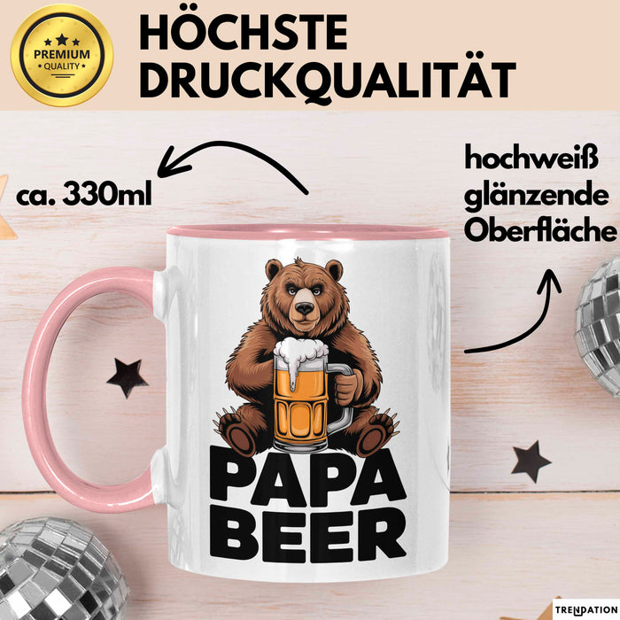 Papa Bier Tasse Geschenk Lustige Geschenkidee Spruch Rosa Trendation