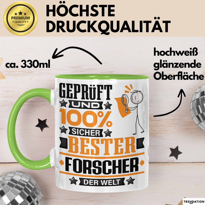 Forscher Geschenk Lustiger Spruch für Forscher Geschenkidee Bester Forscher Der Welt Grün Trendation