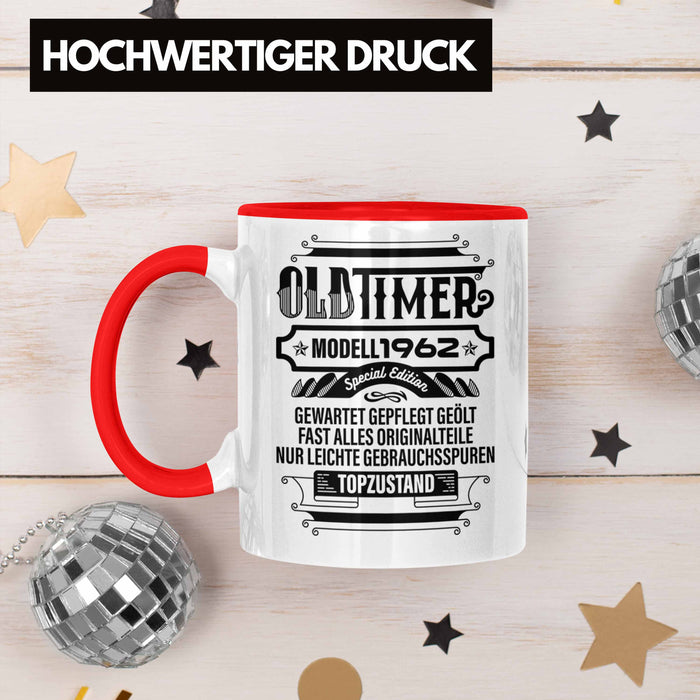 TRENDATION 60. Geburtstag Tasse Frau Mann Geschenk 60er Geschenkidee 60 Mutter Vater Rot Trendation