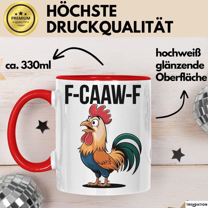 Hahn Tasse Geschenk F-Caaw-F Lustige Geschenkidee Vogel Bauernhof Rot Trendation