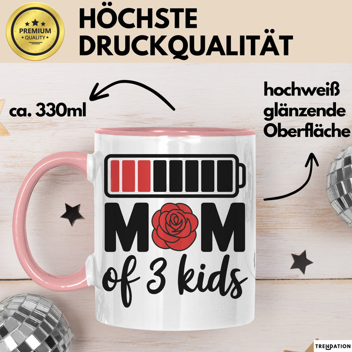 Mama Tasse Geschenk Mom Of 3 Kids Geschenkidee Mama Drei Kinder Muttertag Rosa Trendation