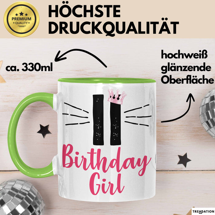 11 Birthday Girl Tasse Mädchen Geschenk 11. Geburtstag Witzig Grün Trendation