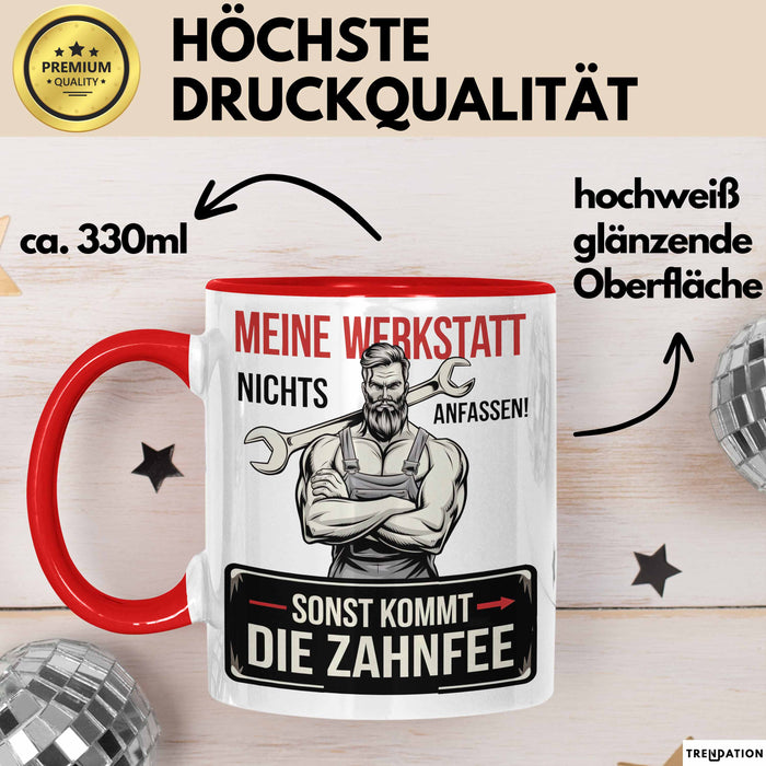 Handwerker Tasse Geschenk Fass Nichts In Der Werkstatt An Rot Trendation