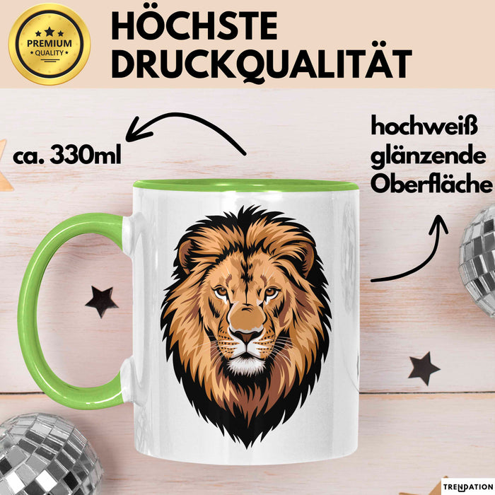 Löwe Sternzeichen Löwe Tasse Geschenk Lustige Geschenkidee Spruch Grün Trendation
