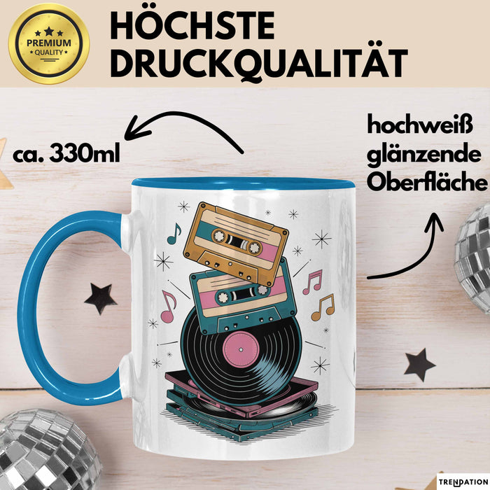 Retro Fan Tasse Geschenkidee für Vintage Liebhaber Blau Trendation