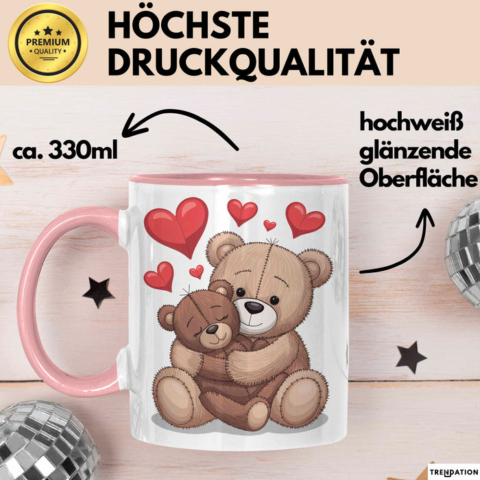 Teddybär Tierliebhaber Tasse Geschenk Lustige Geschenkidee Spruch Romantisches Herz Rosa Trendation