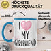 Valentinstag Tasse "I Love My Hot Girlfriend" Geschenk für Freundin Blau Trendation