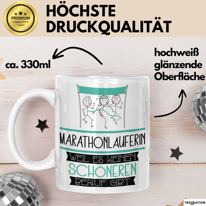 Marathonläuferin Weil Es Keinen Schöneren Beruf Gibt Tasse Geschenk für Eine Marathonläuferin Lustig Weiß Trendation