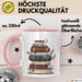 Bücherwurm Tasse Geschenkidee für Vielleser Lustiger Spruch Rosa Trendation