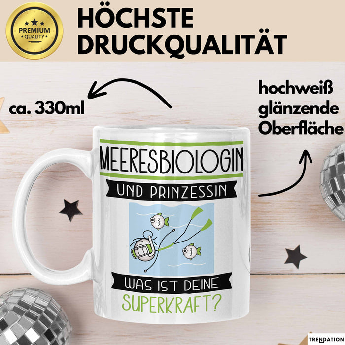 Meeresbiologin Und Prinzessin Tasse Geschenk Für Eine Meeresbiologin Geburtstag Was Ist Deine Superkraft Weiß Trendation
