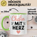 Büroarbeit Kollege Chef Tasse Geschenk Lustige Geschenkidee Spruch Chefin Mit Herz Grün Trendation
