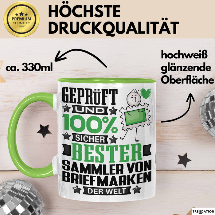 SammlervonBriefmarken Geschenk Lustiger Spruch für SammlervonBriefmarken Geschenkidee Bester SammlervonBriefmarken Der Welt Grün Trendation