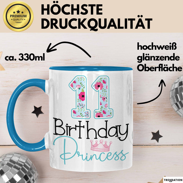 11 Birthday Princess Tasse Mädchen Geschenk 11. Geburtstag Krone Blau Trendation