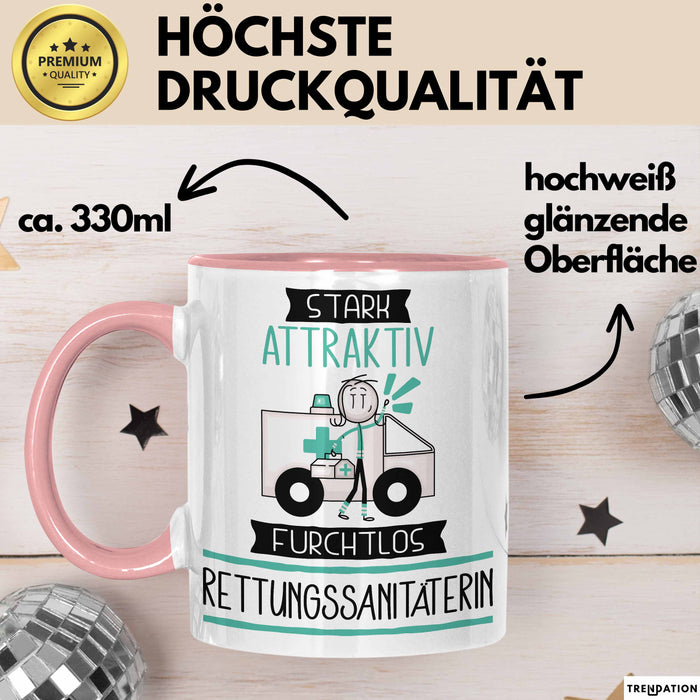 Rettungssanitäterin Tasse Geschenk Becher Stark Attraktiv Furchtlos Rettungssanitäterin Lustige Geschenkidee Rosa Trendation