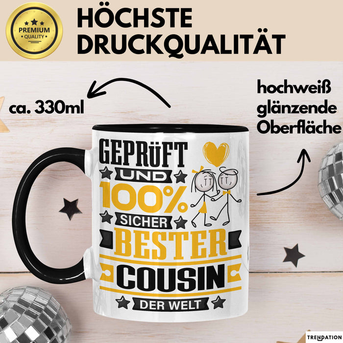Cousin Geschenk Lustiger Spruch für Cousin Geschenkidee Bester Cousin Der Welt Schwarz Trendation