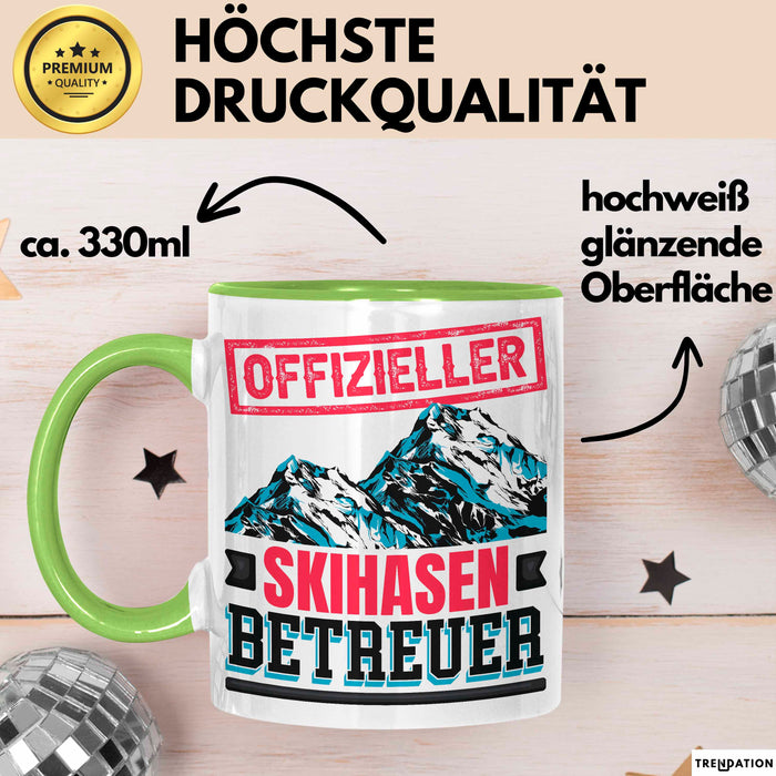 Ski Tasse Geschenk Grafik Offizieller Skihasen Betreuer Becher Grün Trendation