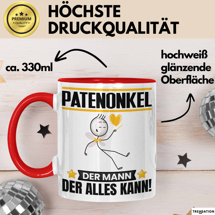 Patenonkel Tasse Geschenk für Patenonkel Der Mann Der Alles Kann Geschenkidee zum Geburtstag Rot Trendation