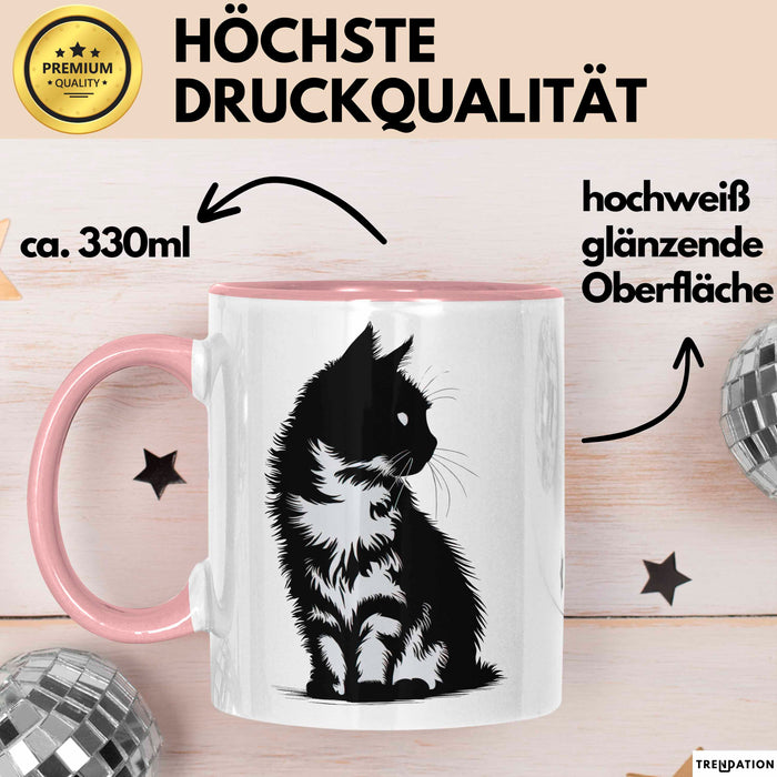Katzen Tierliebhaber Tasse Geschenk Lustige Geschenkidee Spruch Rosa Trendation