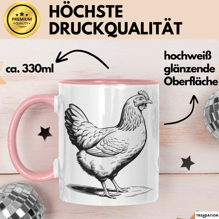 Huhn Tier Bauer Tasse Becher Geschenk Lustige Geschenkidee Spruch Rosa Trendation